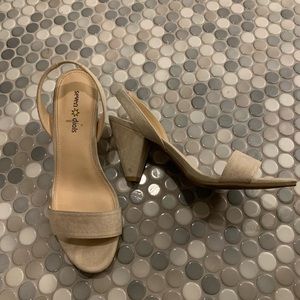 3 inch light taupe sling back heels